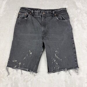 VTG Levi's 550 Denim Shorts Women 15 (32.5x10.5) Black Washed Cut Off 90s USA